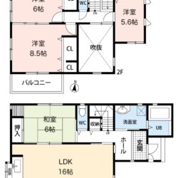 リビングに吹き抜けがある開放感のある間取りです♪間取